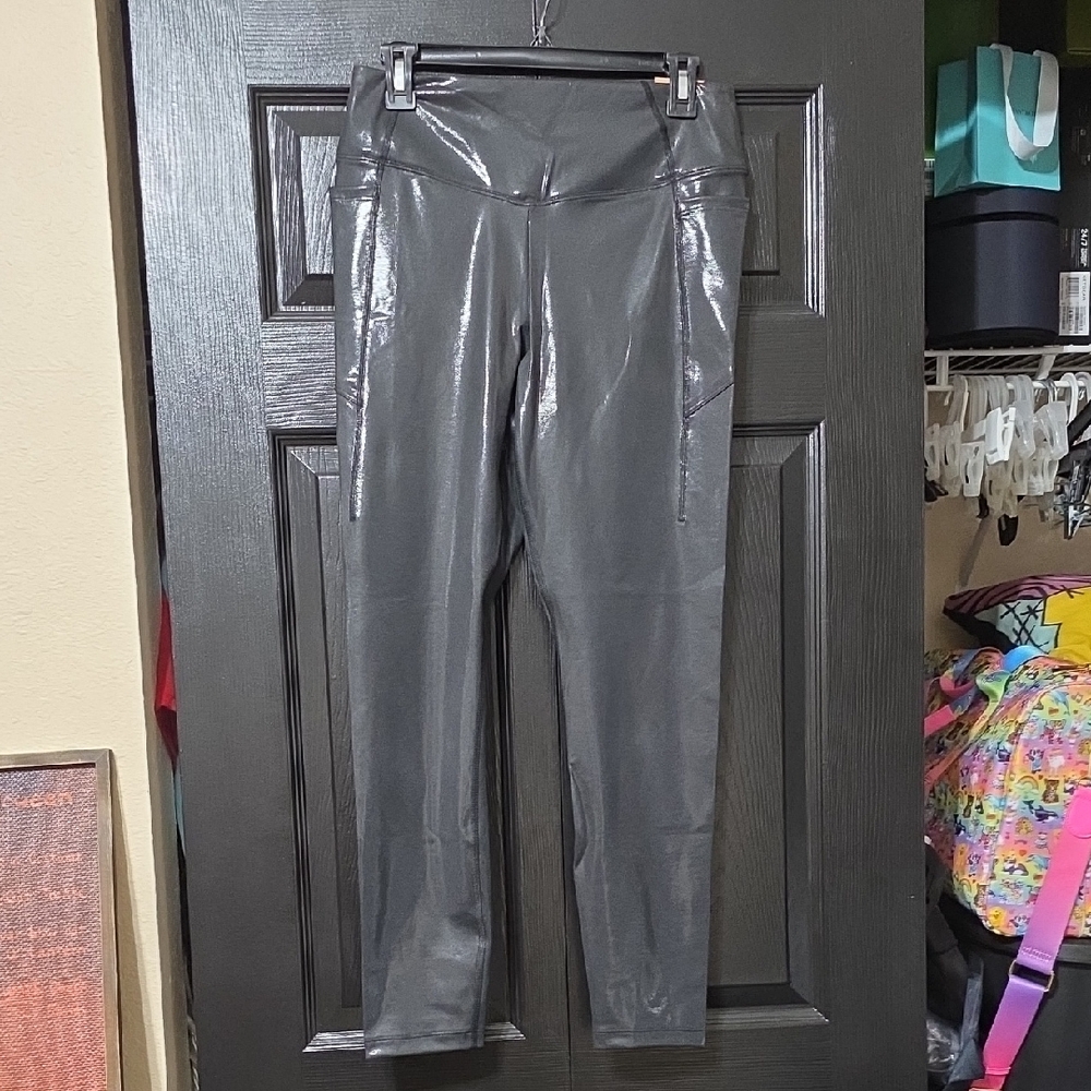 PINK Victoria's Secret Metallic Gray Leggings